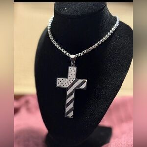 Stainless Steel Cross Necklace Bible Verse Philippians 4:13 Christian Jewelry